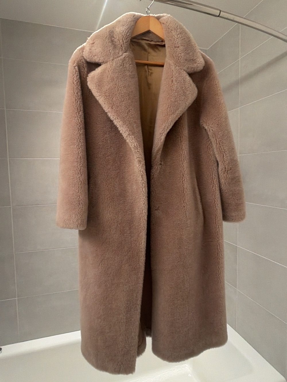 The Curated Classic Teddy Coat Taupe Size S